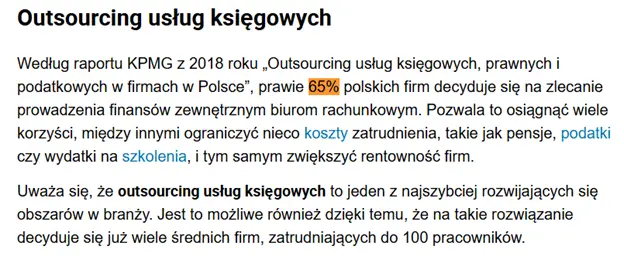 Statystyki wykorzystania outsourcingu w usługach księgowych